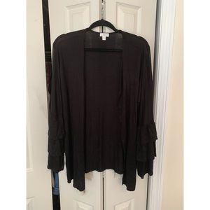 Charming Charlie XL Black Ruffle Sleeve Cardigan